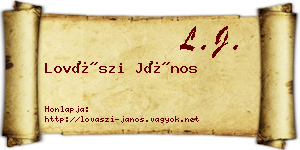 Lovászi János névjegykártya